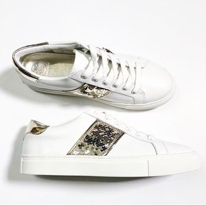 Tory Burch White & Gold Sneakers